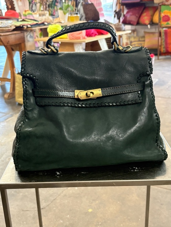 Campomaggi Handbags - Campomaggi Whipstitched Leather Bag in Bottle Green